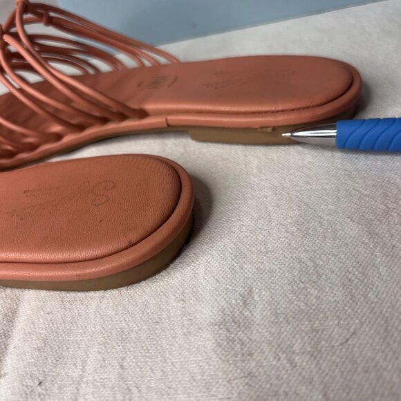 Seychelles-Lulus Size 9 Coral Leather Knotted Strap Slip-On Sandals Comfort - Picture 10 of 16